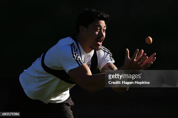 Ben Lam catches an egg in a game during a Hurricanes training session at Rugby League Park on May 15, 2017 in Wellington, New Zealand.