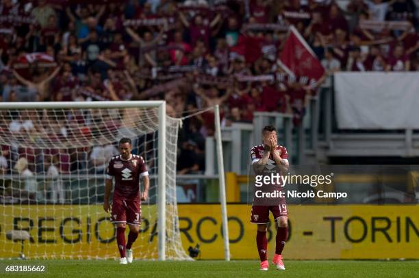 Cristian Molinaro and Juan Iturbe of Torino FC are disappointed during the Serie A football match between Torino FC and SSC Napoli. SSC Napoli wins...