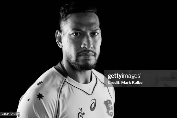 Israel Folau poses during an Australian Wallabies headshots session at Fox Sports on May 15, 2017 in Sydney, Australia.