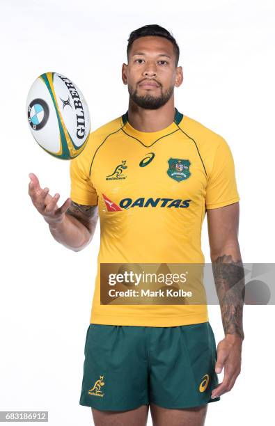 Israel Folau poses during an Australian Wallabies headshots session at Fox Sports on May 15, 2017 in Sydney, Australia.