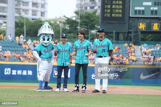 Actor Jerry Yan attends a professional baseball game on May 14, 2017 in Taipei, Taiwan.