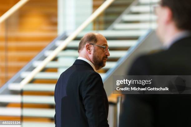 Berlin, Germany Martin Schulz, SPD Party Leader and Top Candidate for 2017 Federal Election, adress the media after the elections in german state of...