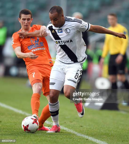 Samuel Stefanik of Termalica Vadis Odjidja-Ofoe of Legia Warszawa in action during in the match of the league Extraklasa between Legia Warszawa and...