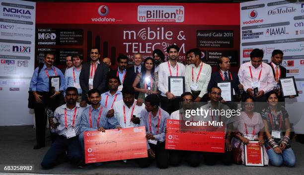 Award winners of M-billionth award South Asia 2011 photographed at New Delhi.