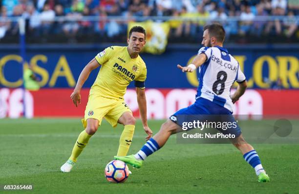 Bruno Soriano of Villarreal CF and Emre Colak of Deportivo de la Coruna during their La Liga match between Villarreal CF and Deportivo de la Coruna,...