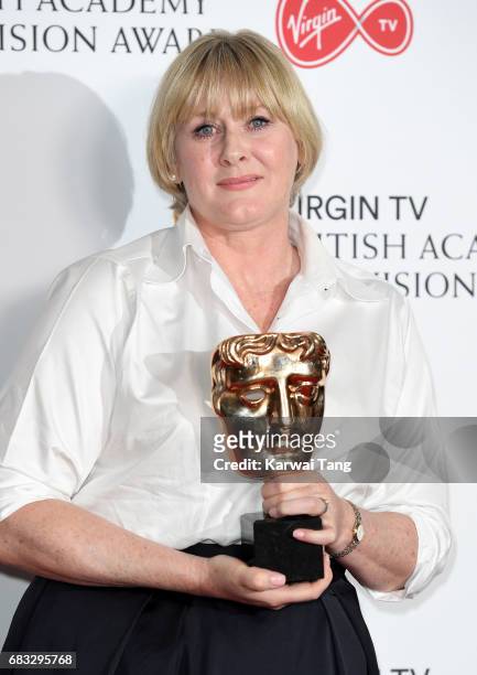 Sarah Lancashire, winner of the Leading Actress award for 'Happy Valley', in the Winner's room at the Virgin TV BAFTA Television Awards at The Royal...