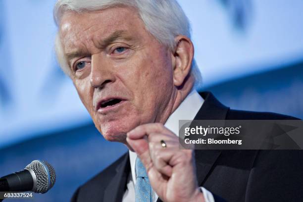 Tom Donohue, president and chief executive officer of the U.S. Chamber of Commerce, speaks during the Infrastructure Week kickoff event at the U.S....