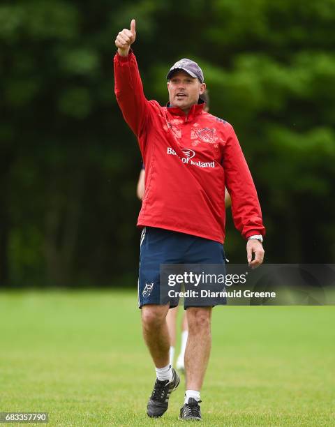 Limerick , Ireland - 15 May 2017; Munster defence coach Jacques Nienaber during squad training at the University of Limerick in Limerick.