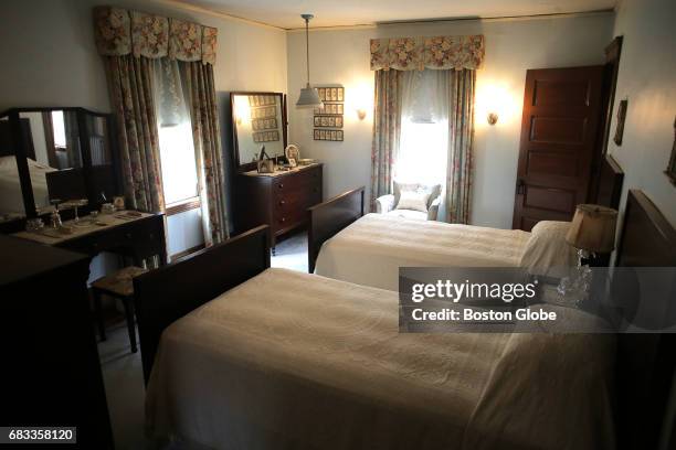 The bedroom of the parents of John F. Kennedy is pictured at the JFK birthplace in Brookline, MA on Apr. 30, 2017. He was born in the far bed, where...