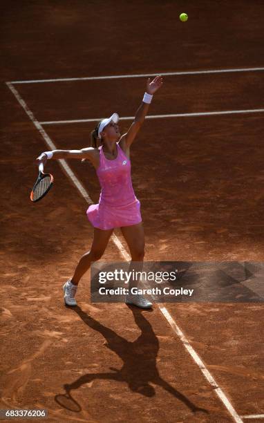 Lesia Tsurenko of Ukraine plays a shot during her first round match against Deborah Chiesa of Italy in The Internazionali BNL d'Italia 2017 at Foro...