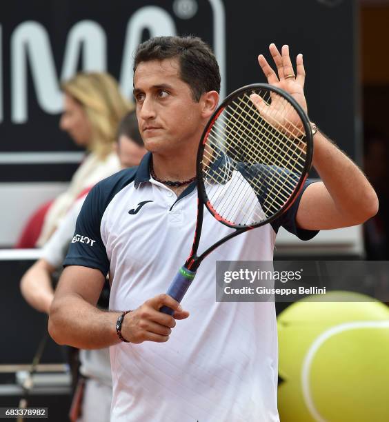 Nicolas Almagro of Spain celebrates the victory after the match between Andrea Seppi of Italy and Nicolas Almagro of Spain during The Internazionali...