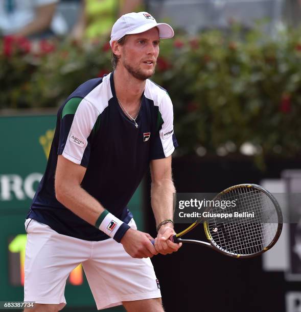 Andrea Seppi of Italy in action during the match between Andrea Seppi of Italy and Nicolas Almagro of Spain during The Internazionali BNL d'Italia...