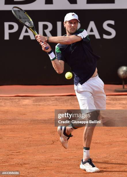 Andrea Seppi of Italy in action during the match between Andrea Seppi of Italy and Nicolas Almagro of Spain during The Internazionali BNL d'Italia...