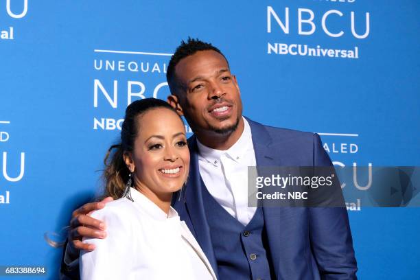 NBCUniversal Upfront in New York City on Monday, May 15, 2017 -- Red Carpet -- Pictured: Essence Atkins, Marlon Wayans, "Marlon" on NBC --