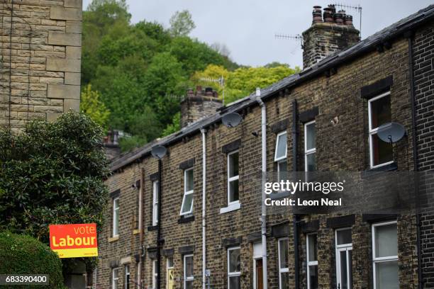 Labour Party campaign sign is seen following speeches at the nearby town hall by Leader of the Labour Party Jeremy Corbyn who attended an election...