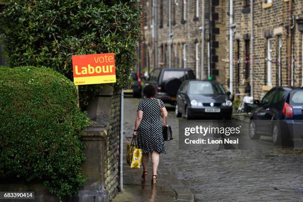 Labour Party campaign sign is seen following speeches at the nearby town hall by Leader of the Labour Party Jeremy Corbyn who attended an election...