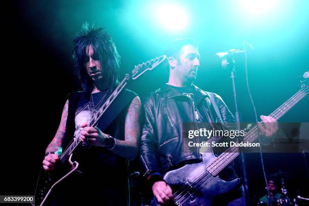 Guitarist Jake Pitts of Black Veil Brides performs onstage during the "Strange 80's" benefit at The Fonda Theatre on May 14, 2017 in Los Angeles,...