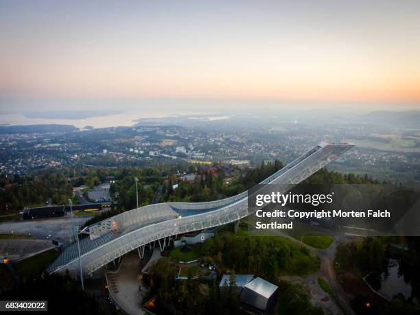 holmenkollen ski jump - oslo stock pictures, royalty-free photos & images