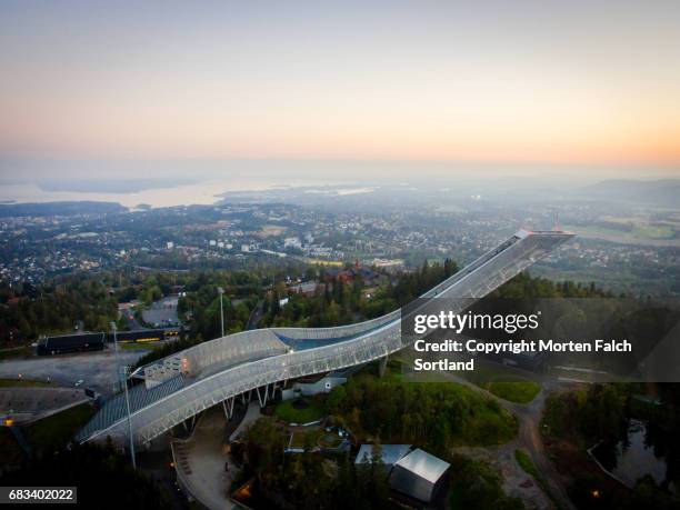 holmenkollen ski jump - holmenkollen stock pictures, royalty-free photos & images