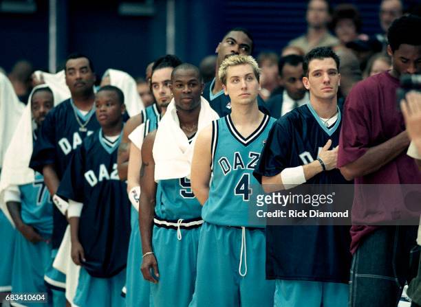 Rapper Jermaine Dupri, Chris Kirkpatrick , Lance Bass and JC Chasez attend 'N SYNC "Challenge for Children" charity basketball game benefiting the...
