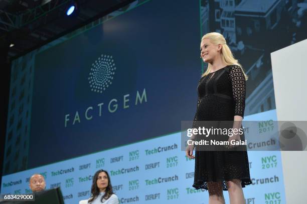 Of FactGem Megan Kvamme speaks onstage during Startup Battlefield at TechCrunch Disrupt NY 2017 at Pier 36 on May 15, 2017 in New York City.