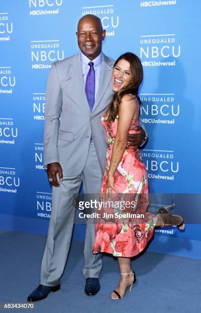 Actors Dennis Haysbert and Sarah Shahi attend the 2017 NBCUniversal Upfront at Radio City Music Hall on May 15, 2017 in New York City.