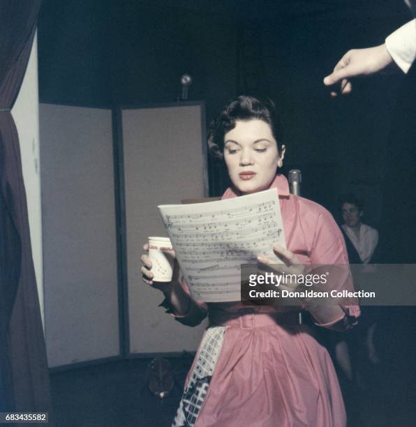 Entertainer Connie Francis records in the studio in circa 1959 in New York.
