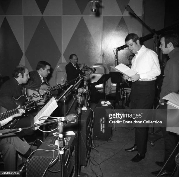 Entertainer Connie Francis records in the studio with Dick Gersh with Koppelman and Rubin on December 17, 1966 in New York.