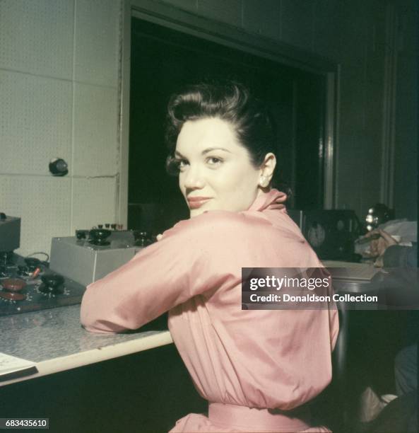 Entertainer Connie Francis records in the studio in circa 1959 in New York.