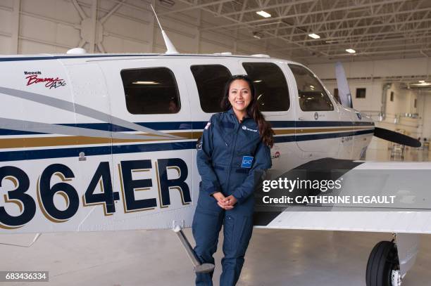 Shaesta Waiz, Afghanistans first female certified civilian pilot and a recent graduate of Embry-Riddle Aeronautical University, poses after arriving...
