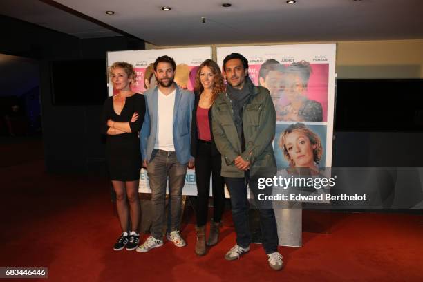 Elodie Fontan, Olivier Sitruk, Juliette Arnaud, and Arthur Jugnot, during the "Venise Sous La Neige" Paris Premiere at UGC Cine Cite des Halles on...