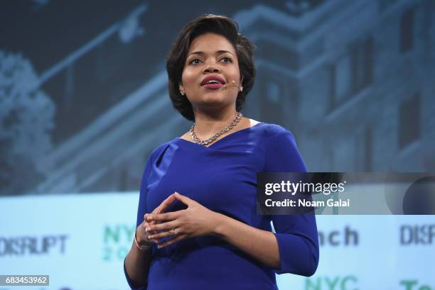 Founder and CEO Credit Hero Nicole Sanchez speaks onstage during Startup Battlefield at TechCrunch Disrupt NY 2017 at Pier 36 on May 15, 2017 in New...