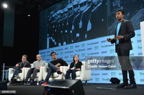 Co-Founder of Sunrise Health Shrenik Jain speaks onstage during Startup Battlefield at TechCrunch Disrupt NY 2017 at Pier 36 on May 15, 2017 in New...