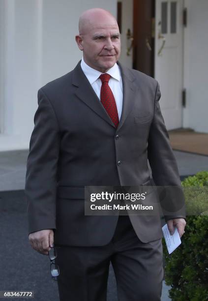 National security advisor H.R. McMaster walks up to speak to the media about President Trump's meeting with Russian diplomats in the Oval Office last...