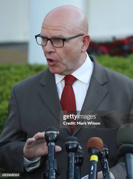 National security advisor H.R. McMaster speaks to the media about President Trump's meeting with Russian diplomats in the Oval Office last week, on...