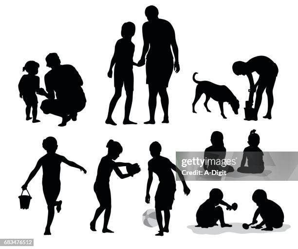 teaching parents - father playing stock illustrations