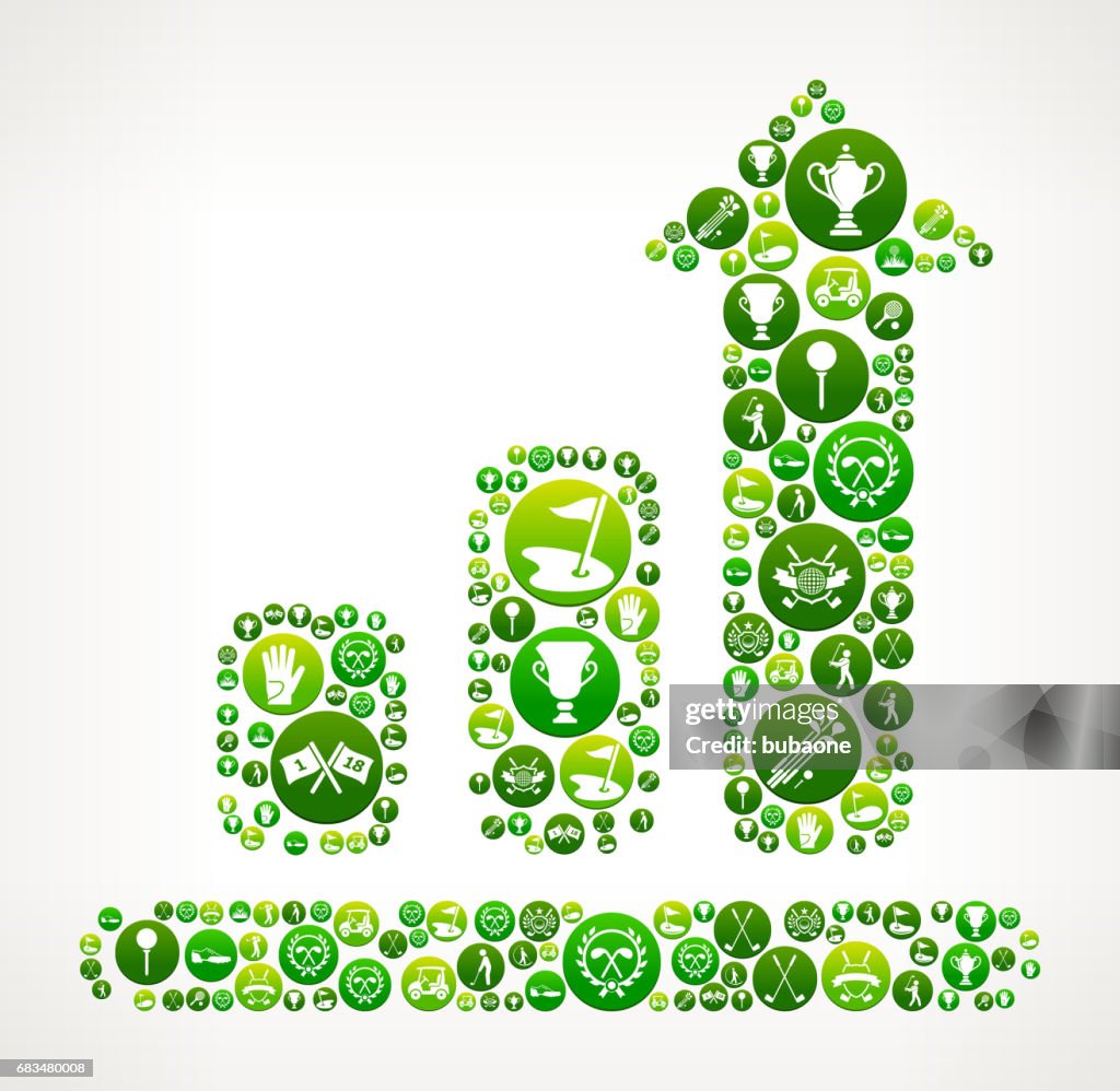 Progresschart Golf and Golfing Green Vector Button Pattern