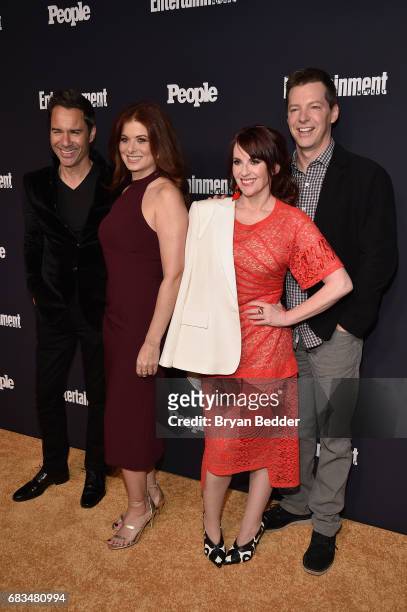 Eric McCormack, Debra Messing, Megan Mullally and Sean Hayes of Will And Grace attend the Entertainment Weekly and PEOPLE Upfronts party presented by...