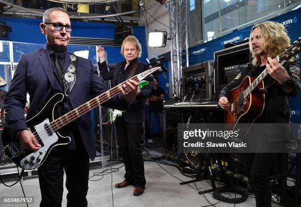 Chuck Panozzo, James "J.Y." Young and Tommy Shaw of rock band Styx perform at Classic Rewind at SiriusXM Studios on May 15, 2017 in New York City.