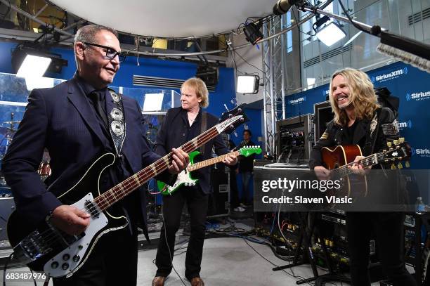Chuck Panozzo, James "J.Y." Young and Tommy Shaw of rock band Styx perform at Classic Rewind at SiriusXM Studios on May 15, 2017 in New York City.
