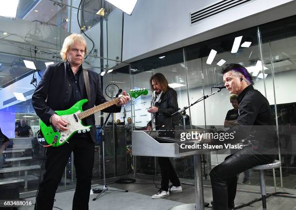 James "J.Y." Young, Ricky Phillips and Lawrence Gowan of rock band Styx perform at Classic Rewind at SiriusXM Studios on May 15, 2017 in New York...