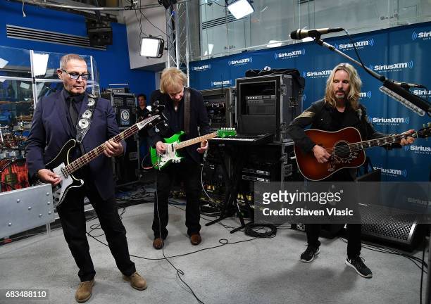 Chuck Panozzo, James "J.Y." Young and Tommy Shaw of rock band Styx perform at Classic Rewind at SiriusXM Studios on May 15, 2017 in New York City.