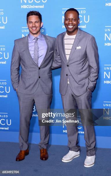 Actors Matt Lanter and Malcolm Barrett attend the 2017 NBCUniversal Upfront at Radio City Music Hall on May 15, 2017 in New York City.