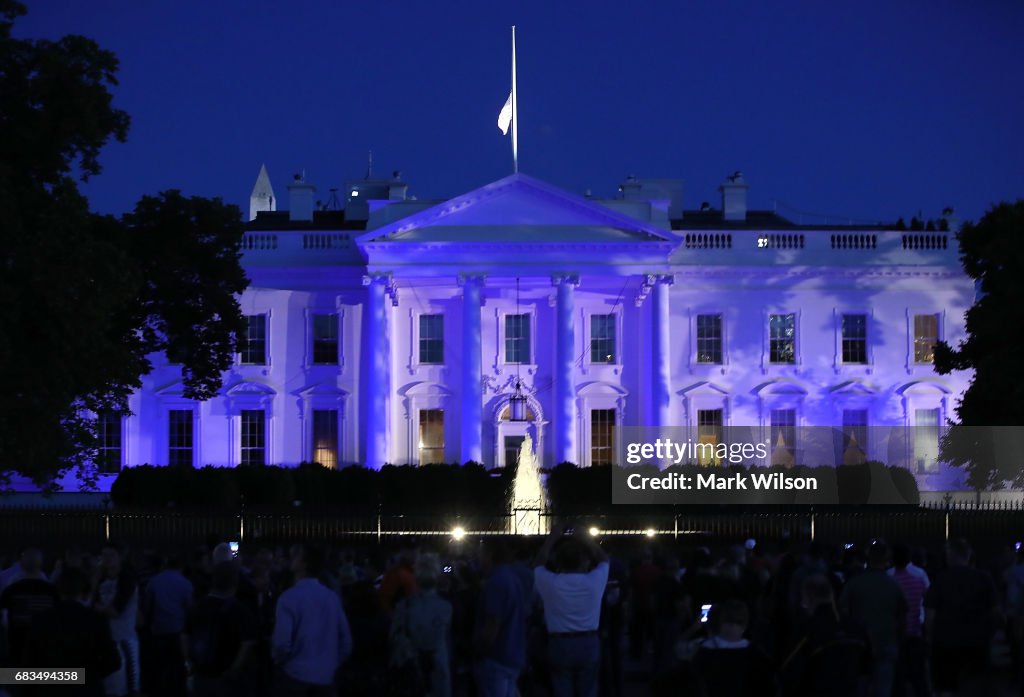 The White House Is Lit With Blue Lights For Police Week