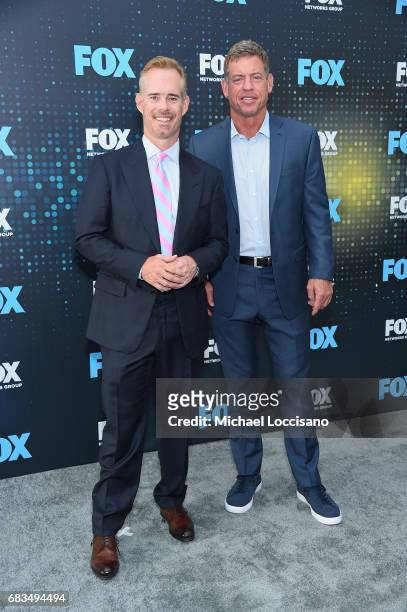 Joe Buck and Troy Aikman attend the 2017 FOX Upfront at Wollman Rink, Central Park on May 15, 2017 in New York City.