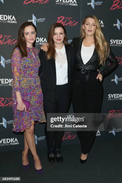 Alexis Bledel, Amber Tamblyn and Blake Lively attend the New York premiere of "Paint it Black" at the Museum of Modern Art on May 15, 2017 in New...