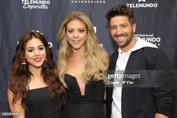 Danna Paola, Fernanda Castillo and David Chocarro attendTelemundo's Al Rojo Vivo 15th Anniversary Celebration at Hammerstein Ballroom on May 15, 2017...