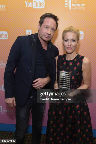 David Duchovny and Gillian Anderson attend the The 21st Annual Webby Awards at Cipriani Wall Street on May 15, 2017 in New York City.