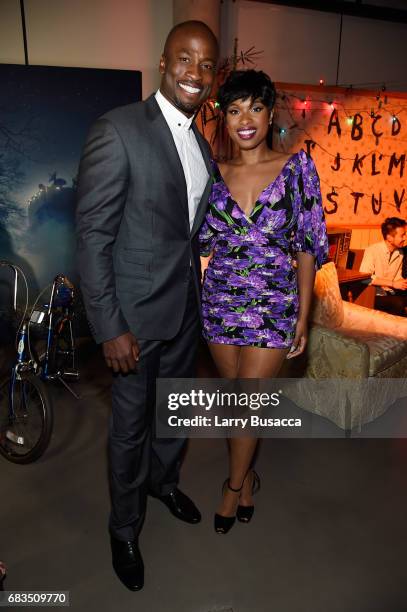 Dennis Haysbert of Reverie and Jennifer Hudson attend the Entertainment Weekly and PEOPLE Upfronts party presented by Netflix and Terra Chips at...