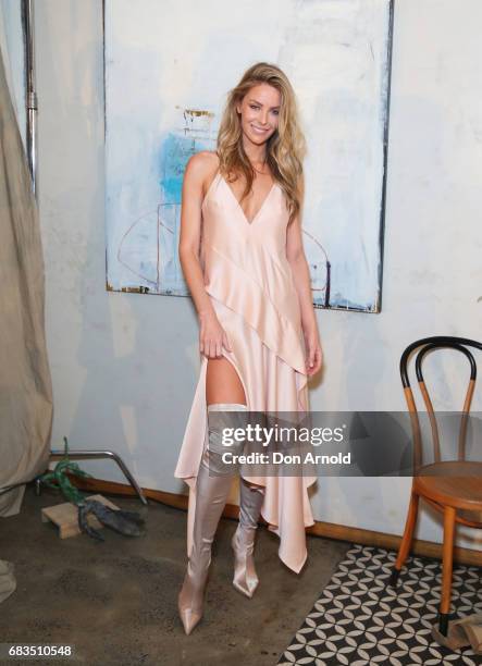 Jennifer Hawkins arrives ahead of the Acler X Myer lunch at No 1 Bent Street on May 16, 2017 in Sydney, Australia.